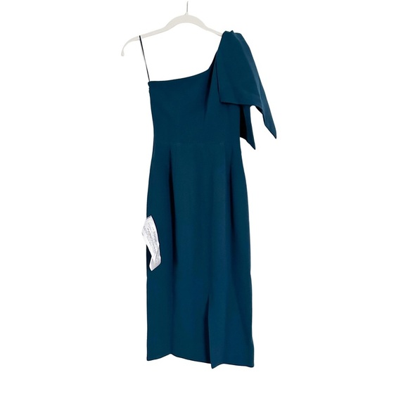 Dress the Population Tiffany One-Shoulder Midi Dress Peacock Blue Size XS NWT - Picture 7 of 7